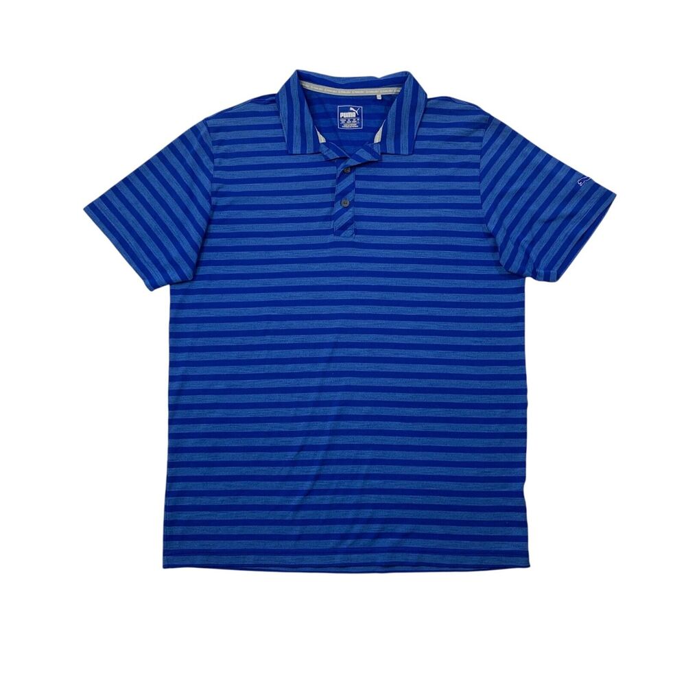 Puma Polo Shirt Mens M Medium Copen Surf Striped Short Sleeve Performance Golf